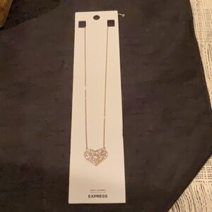 Express Gold Rhinestone Heart Necklace